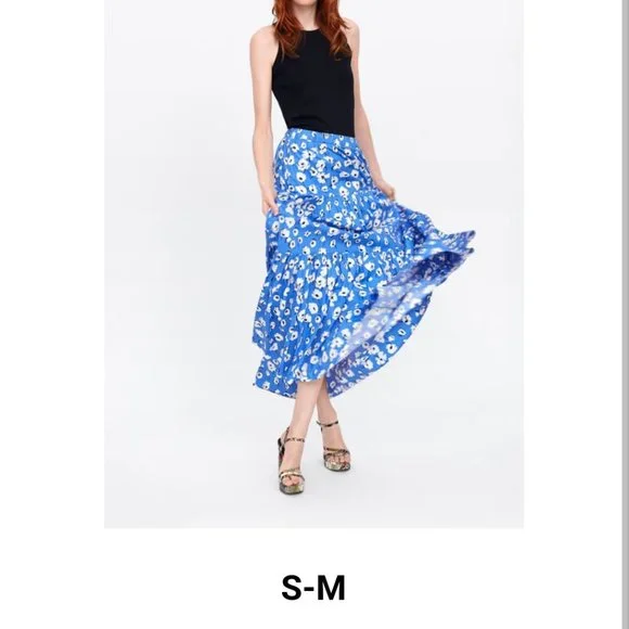Zara Floral Zara Tiered Maxi Skirt Zara Skirts Zara Cotton Floral